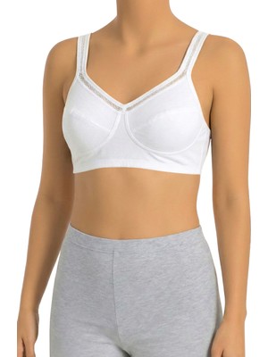 Öts Kadın Sütyen %100 Pamuklu Süprem Kumaş Dantelli Yarım Atlet Lambada | Günlük Rahat Kullanım