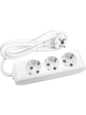 Işık Tv Gold Topraklı 3'lü Ara Kablo  Üçlü Priz (3 Metre)