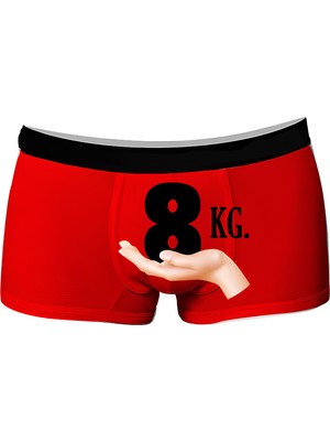 Onudabunuda Erkek Pamuklu Baskılı Boxer 8kg Desenli Kırmızı Siyah