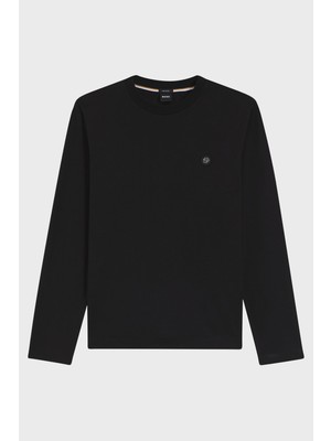 Boss % 100 Pamuk Regular Fit Bisiklet Yaka Uzun Kollu  T Shirt Erkek T Shirt 50555107 001