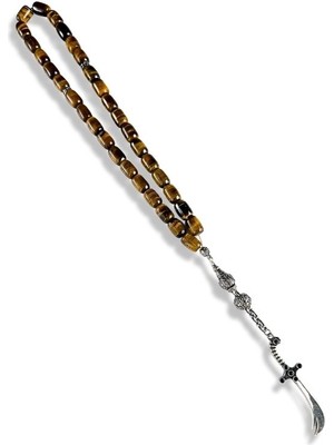 Tudi Silver Zülfikar Kaplan Gözü Taşı Gümüş Tesbih