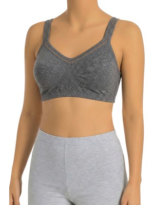 Öts Kadın Sütyen %100 Pamuklu Süprem Kumaş Dantelli Yarım Atlet Lambada | Günlük Rahat Kullanım