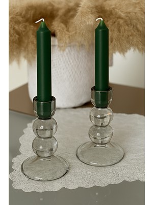 Artnest Yeşil Yılbaşı Şamdan Mumu, Yeşil Yılbaşı Mumu 2 li Set, Özel Günler, Dekoratif Mumlar, Hediyelik Mumlar