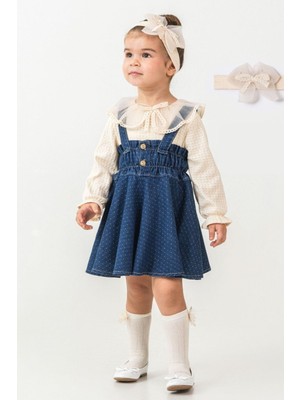 Cantoy Vintage Stil Dantel Detaylı Kız Çocuk Jile Seti 3'lü Kombin