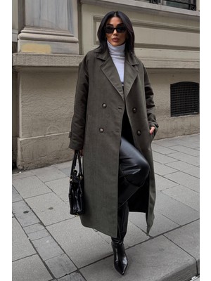 Lijuri Çift Düğmeli Uzun Süet Kaban 7084 R10-I-K3