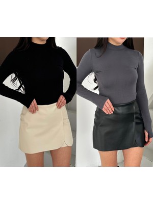 Betnur Kadın Modal Kumaş Parmak Geçirmeli Bluz  Bady