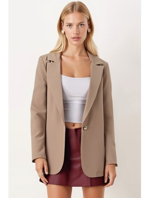 Armonika Kadın Açık Vizon Tek Düğmeli Ceket ARM-20K001020