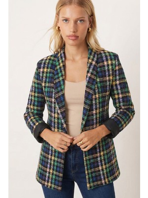 Armonika Kadın Hardal Şal Yaka Kolları Garnili Tek Düğme Ceket ARM-26K001087