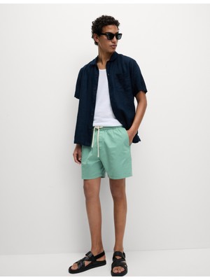 Marks & Spencer Saf Pamuklu Beli Lastikli Kısa Şort