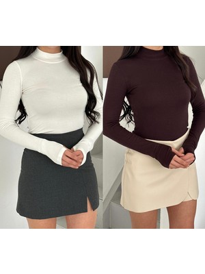 Betnur Kadın Modal Kumaş Parmak Geçirmeli Bluz  Bady