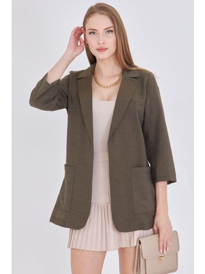 Armonika Kadın Haki Cepli Oversize Ceket ARM-25Y001064