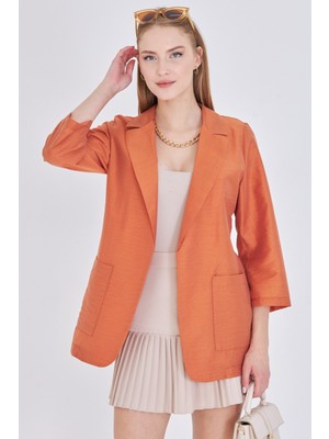 Armonika Kadın Turuncu Cepli Oversize Ceket ARM-25Y001064