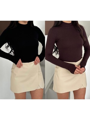 Betnur Kadın Modal Kumaş Parmak Geçirmeli Bluz  Bady