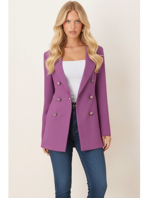 Armonika Kadın Mor Düğmeli Ceket ARM-20K001151