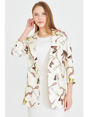 Armonika Kadın Ekru Cepli Oversize Ceket ARM-25Y001057