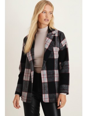 Armonika Kadın Füme Erkek Yaka Yanları Yırtmaçlı Oversize Ceket ARM-26K001009