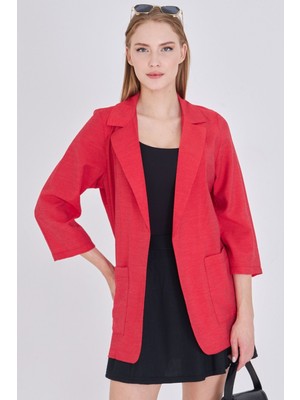 Armonika Kadın Kırmızı Cepli Oversize Ceket ARM-25Y001064