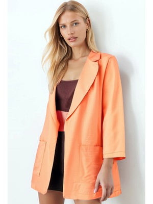Armonika Kadın Turuncu Cepli Oversize Ceket ARM-26K001005
