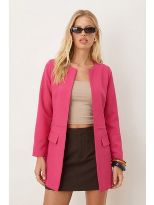 Armonika Kadın Fuşya Beli Dikişli Uzun Ceket ARM-26K001017