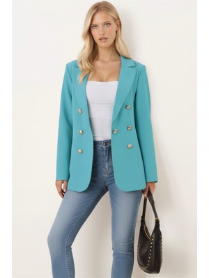 Armonika Kadın Turkuaz Düğmeli Ceket ARM-20K001151