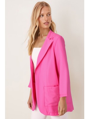 Armonika Kadın Fuşya Cepli Oversize Ceket ARM-26K001005