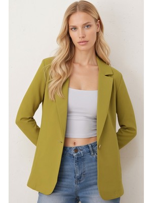 Armonika Kadın Yağ Yeşili Tek Düğmeli Ceket ARM-20K001020