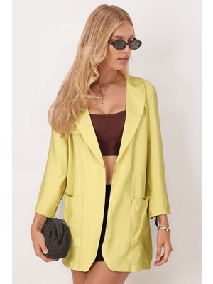 Armonika Kadın Fıstık Yeşili Cepli Oversize Ceket ARM-26K001005