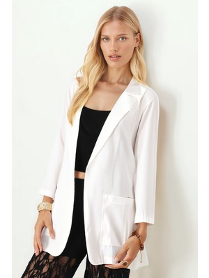 Armonika Kadın Krem Cepli Oversize Ceket ARM-26K001005