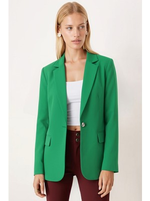 Armonika Kadın Yeşil Tek Düğmeli Ceket ARM-20K001020