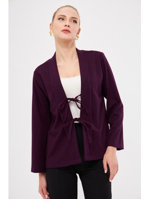Armonika Kadın Mor Şal Yaka Önden Bağcık Detaylı Ceket ARM-25K001012