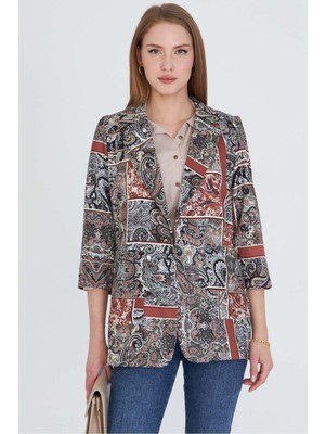 Armonika Kadın Kahve Cepli Oversize Ceket ARM-25Y001057