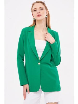 Armonika Kadın Koyu Yeşil Tek Düğmeli Ceket ARM-23Y001047