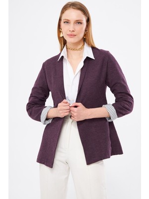 Armonika Kadın Mürdüm Kol Içi Çizgili Tek Düğmeli Ceket ARM-22K001122