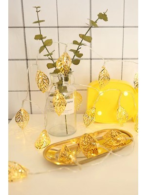Urban Mood Yl-84  10'lu Bronz Yaprak Dekoratif LED Işık Zinciri