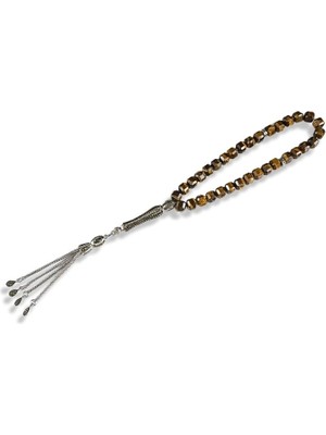 Tudi Silver Fasetli Kaplan Gözü Gümüş Tesbih