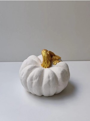 Artnest Dekoratif Balkabağı Orta Boy, Beyaz Altın Rengi Saplı Ev Dekoru, Masa Dekoru, Obje, Biblo, Hediyelik, Özel Günler