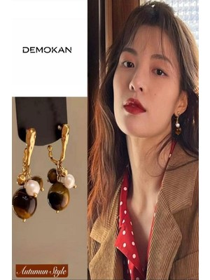 Demokan Kadın Küpe Ithal Vip Seri Akrilik Taşlı Autumn Küpe