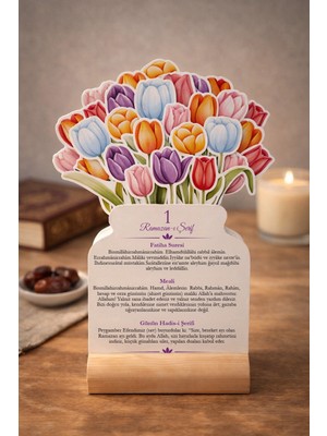 Msticker Laleli Ramazan-I Şerif Takvimi | Her Güne Ayet-Meal & Hadis Içerikli, Ahşap Standlı | Ramazan Hediye
