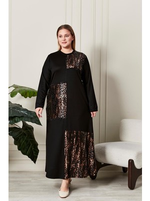 FERACE Kadın Büyük Beden Leopar Desenli Elbise