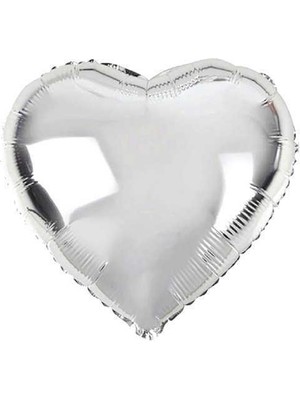 Vanch Kalp Şekilli Gümüş Renk Toptan Folyo Balon 45 cm 10 Adet (5264)