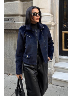 Lijuri Fermuar Detaylı Kısa Premium Dokulu Ceket    7100 R7-G-K3