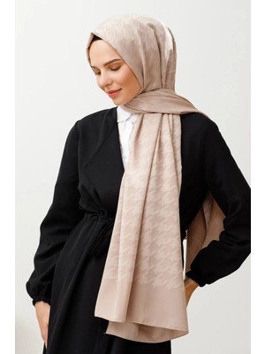 Azbey Kazayağı Desen Parlak Jakar Şal Bej