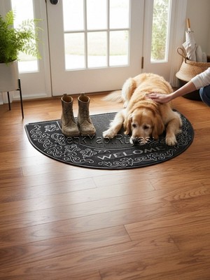 Renk Yapı Rüyası Paspas, Kapı Girişi, Kacuvuk, Etnik Desenli 70CM Çap, Yarım Daire, Kolay Temizlenir, Nemden Bozulmaz