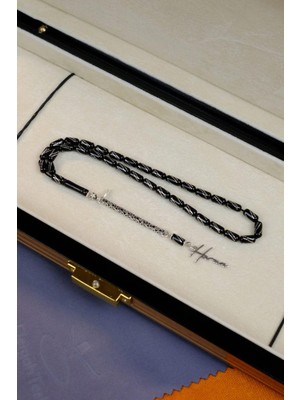 Dergah Tesbih Atölyesi Kişiye Özel Isimli Gümüş Işlemeli Tasarım Erzurum Oltu Taşı Tesbih