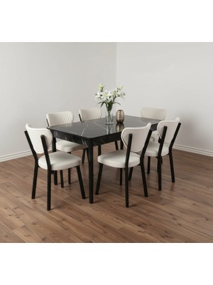 JoyMassa 80X130 Açılabilir Kelebek Masa / 6 Adet Elma Sandalye Takımı