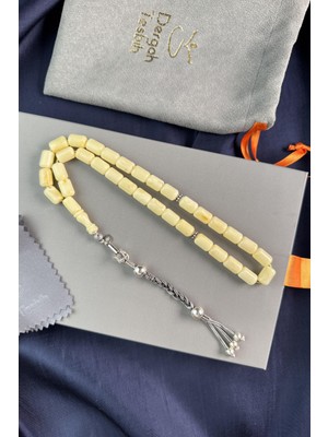 Dergah Tesbih Atölyesi Kapsül Model Gümüş Örgü Tasarım Damla Kehribar Tesbih (Amber), (مسبحة قطرة كهريبار)