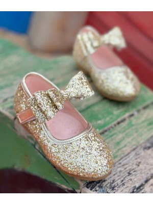 Surpie Shoes Kız Çocuk Ortopedik Pullu Fiyonk Detaylı Babet, Çocuk Ortopedik Babet