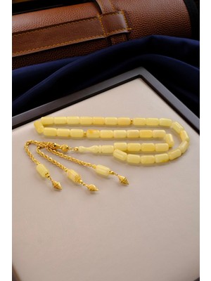 Dergah Tesbih Atölyesi 14 Ayar Altın Püsküllü Orjinal Damla Kehribar Tesbih (Amber), (مسبحة قطرة كهريبار)