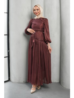 İmaj Butik Bordo Drapeli Piliseli Abiye