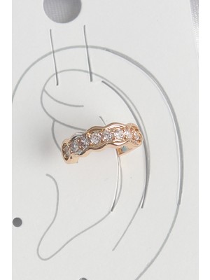 LTG Nova Pirinç Gold Renk Zirkon Taşlı Kadın Kıkırdak Küpe